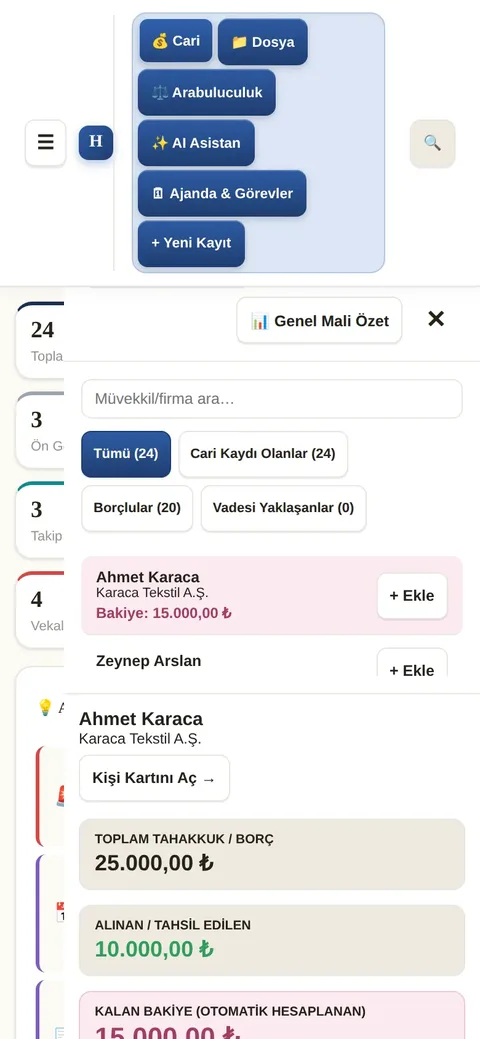 Telefonda Cari ve tahsilat